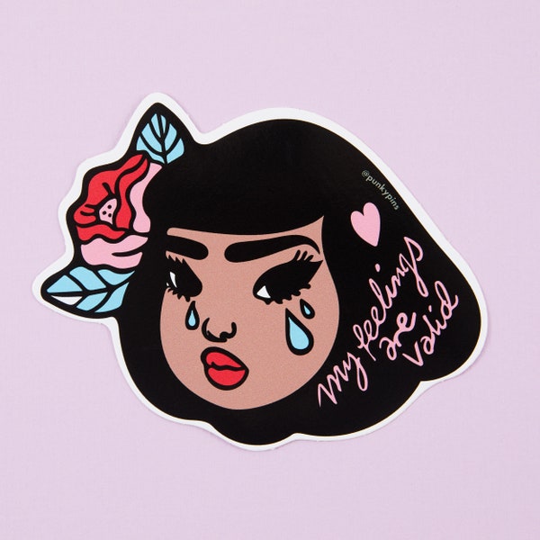 My Feelings Are Valid' Vinyl Sticker // Laptop stickers // Its ok to cry, emotions Die cut sticker