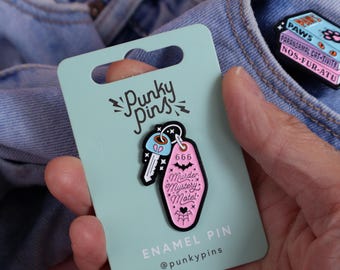 Murder Mystery Motel Enamel Pin, Pink Motel Key Tag, True Crime Lover Gift