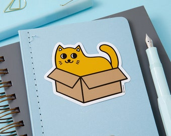 Cat in a Box Soft Vinyl Sticker // Cats laptop sticker // Cute cat stickers