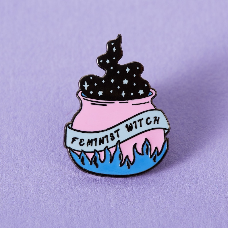 Feminist Witch Halloween Enamel Pin // Halloween Pins // Feminist pins image 1