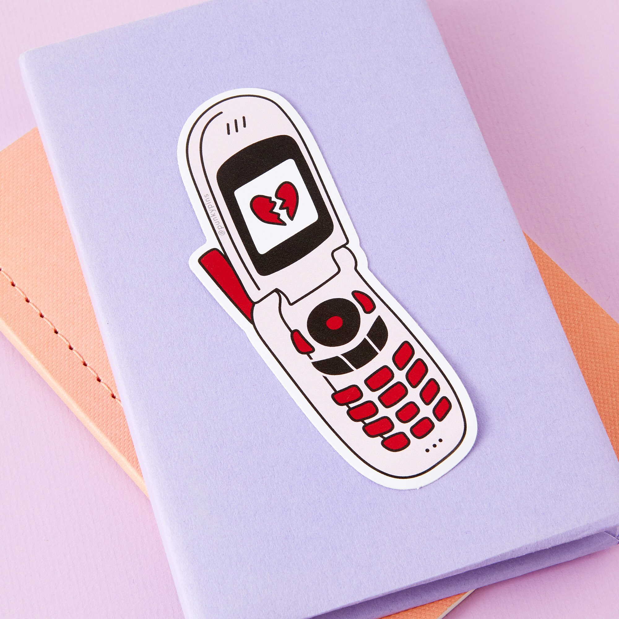 Broken Heart Phone Large Vinyl Sticker // Dinosaur Laptop Decal Sticker/Macbook Sticker / Punky Pins