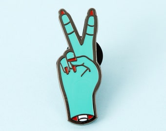 Zombie Peace Fingers Enamel Pin - Punky Pins // pin badge, badges, Funny pins, Cute Pins in the UK