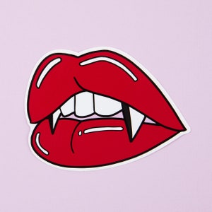 Juicy Fangs Vinyl Sticker – Vampire Lips Laptop & Water Bottle Decal