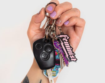 Feminist Enamel Keyring// Punky Pins Key Chain // Gifts for Feminists // Feminism Key Chain