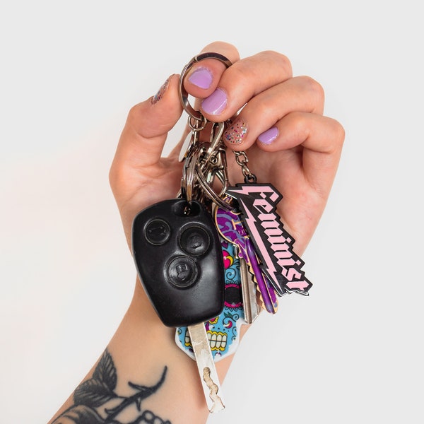 Feminist Enamel Keyring// Punky Pins Key Chain // Gifts for Feminists // Feminism Key Chain