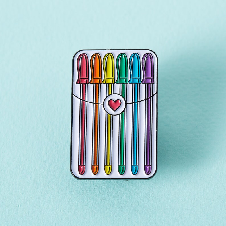 Stationery Gel Pens Enamel Pin // Stationery, Kawaii, Pens, Bujo image 1