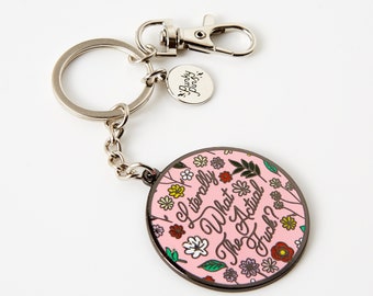 What the ACTUAL F*k? Enamel Keyring // Floral Swearing Key Chain WTAF, WTF// Rude gifts // Cursing gifts, swearing keyring