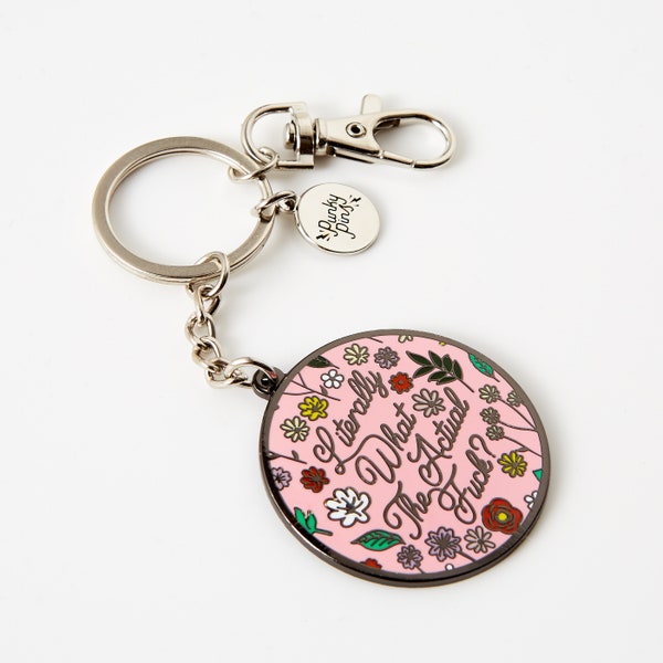 What the ACTUAL F*k? Enamel Keyring // Floral Swearing Key Chain WTAF, WTF// Rude gifts // Cursing gifts, swearing keyring