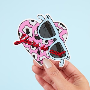 You're So Cool Laptop sticker // Large vinyl decal sticker // True Romance Sticker with Pink Leopard heart
