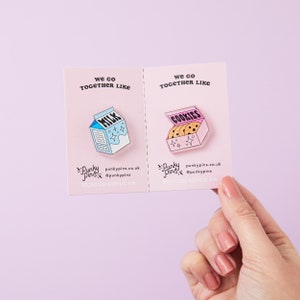 Milk & Cookies Acrylic Pin Pair - Punky Pins // pin badge, badges, Funny pins, Cute Pins in the UK