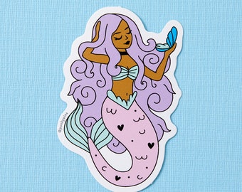 Mirror Mirror Mermaid Vinyl Sticker // laptop sticker // decal