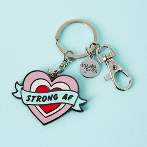 Strong AF Enamel Keyring, keychain. Strong As F*ck Heart Shaped Keyring, Invisible illness, Hidden disabilities, Chronic illness