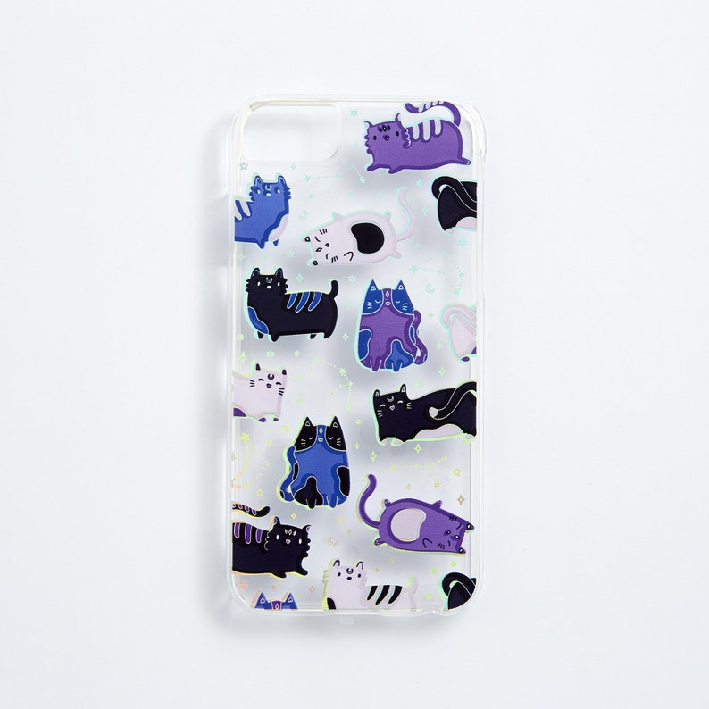 iPhone 10 X Punky Pins iPhone 678 Plus Dark Doodle Cats Soft Shell Phone Case Kawaii Cat Illustration Apple iPhone 678