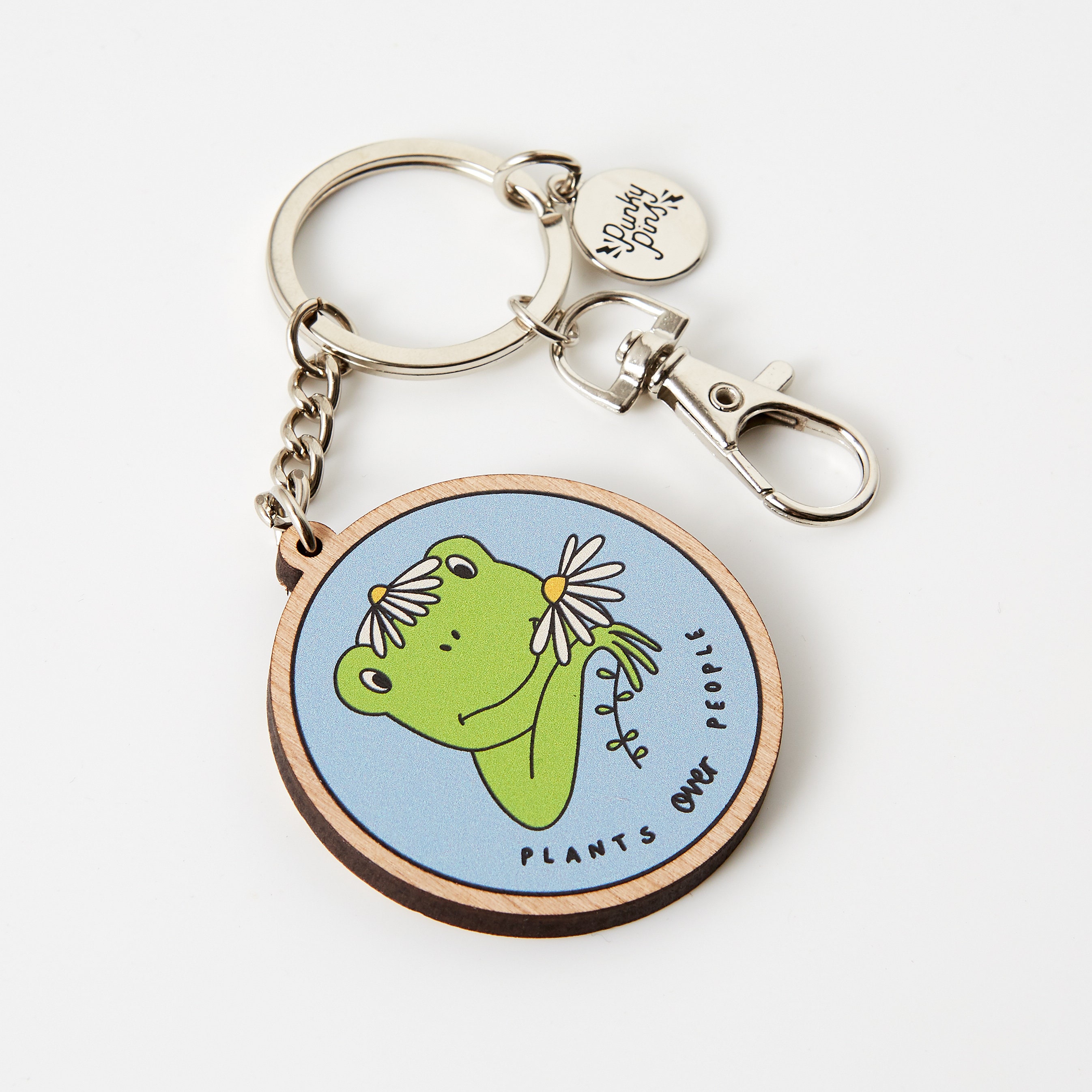 Plants Over People Frog Wooden Eco Keyring // Plants Key Chain