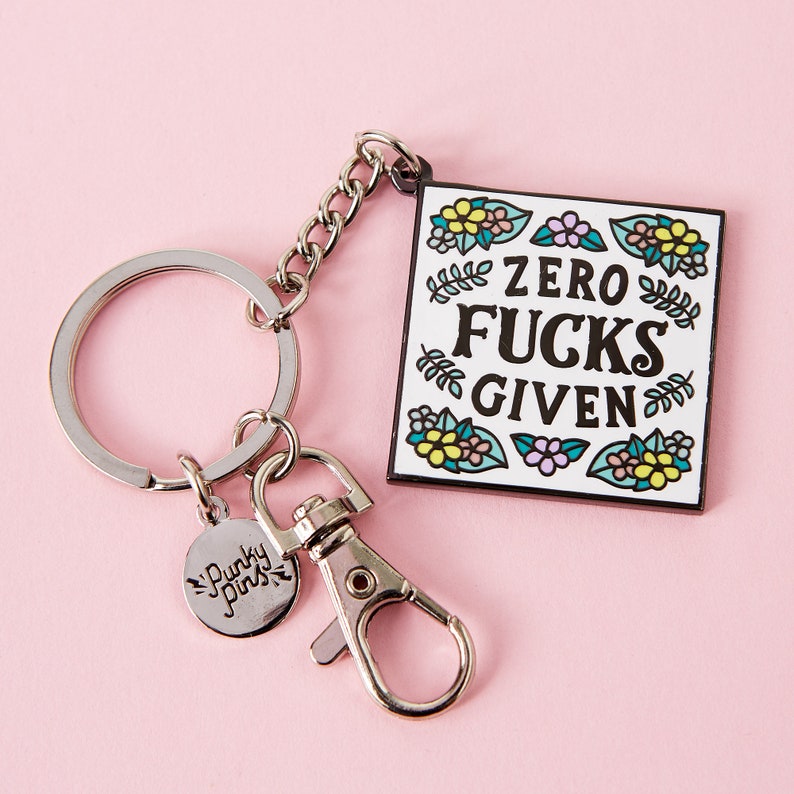 swearing gift Zero F*cks Given Enamel Keyring Punky Pins Adult Key Chain Rude key ring Offensive