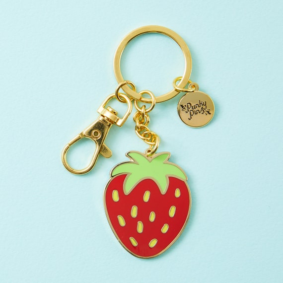 Strawberry Enamel Keyring keychains Key Ring Key Chain Etsy Canada