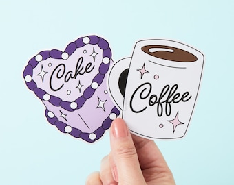 Coffee & Cake 2x Vinyl Sticker Pack // Laptop stickers