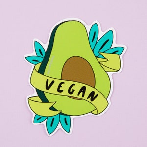 Vegan Avocado Vinyl Sticker // Laptop stickers // Avo stickers, Die cut stickers, Vegetarian image 2