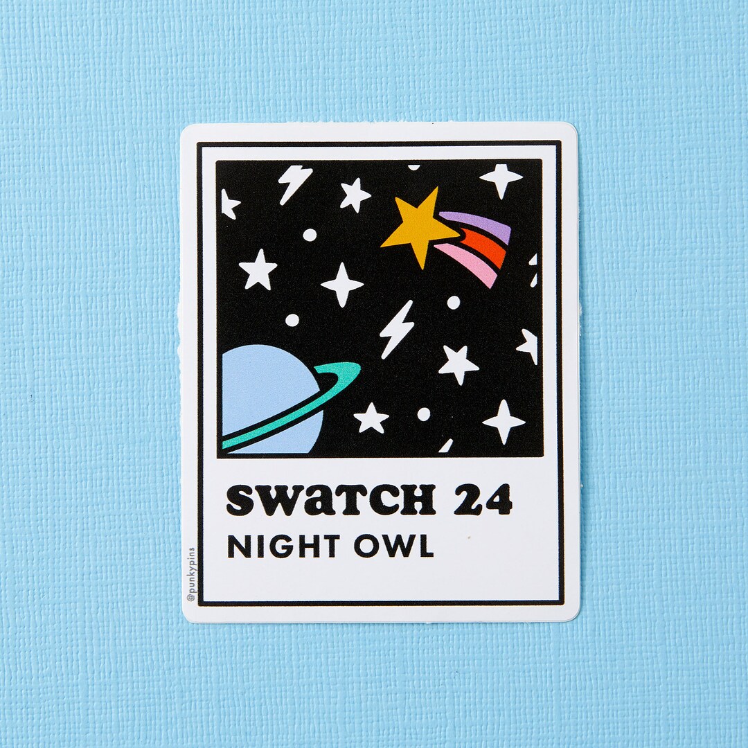 Normal Swach Sticker Night Owl Swatch Sticker – Minimal Vinyl Decal for Laptops, Water ...
