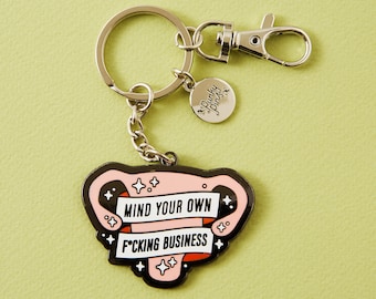 Mind Your Own F*k*g Business Uterus Enamel Keyring // Feminist Key Chain // Illustration // Feminist gift // Reproductive Rights