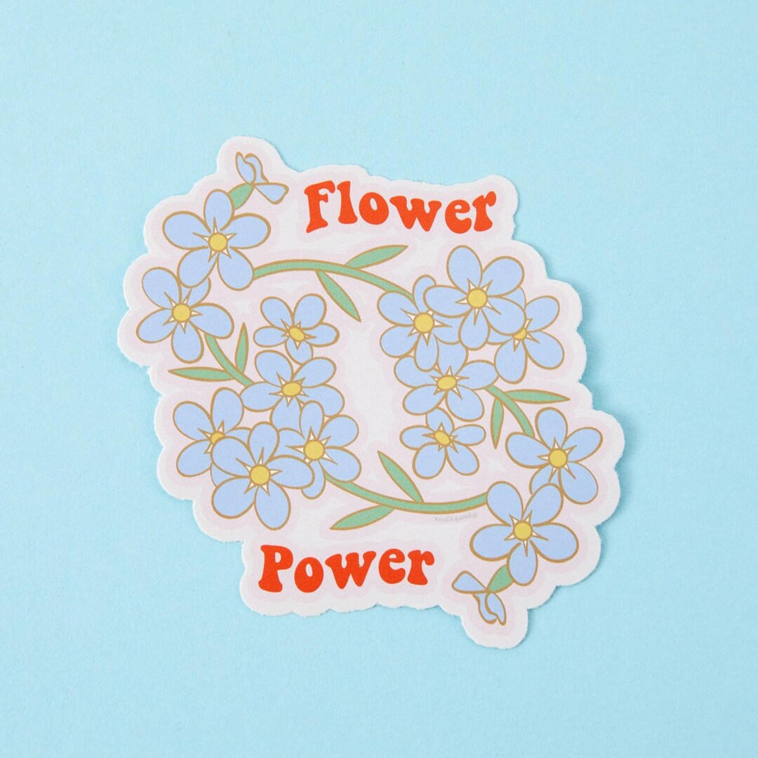 Flower Power Vinyl Sticker – Retro Floral Laptop & Water Bottle Decal ...