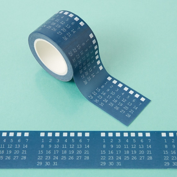 Blue Calendar Washi Tape: 30mm Wide Decorative Tape