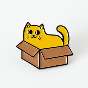 Cat In a Box Enamel Pin Punky Pins // Ginger Cat pin badge, cat badges, Funny pins, Cute Pins in the UK image 2