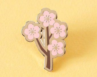 Cherry Blossom Branch Enamel Pin // Plant Mama Lapel Pin Badge Brooch // Punky Pins