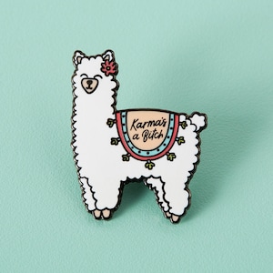Karma Llama Enamel Pin // Kawaii Llama Pin Badge // Punky Pins