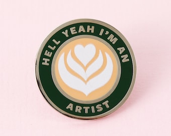 Coffee Artist Enamel Pin - Punky Pins // distintivo pin, distintivi, spille divertenti, spille carine nel Regno Unito