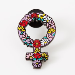 I Am Female  Floral Enamel Pin - Punky Pins // pin badge, badges, Cute Pins in the UK