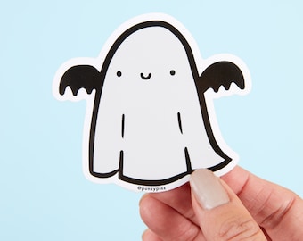 Cute Ghost Vinyl Sticker // Ghost die cut sticker // Ghost bat // Spooky stickers // Laptop stickers