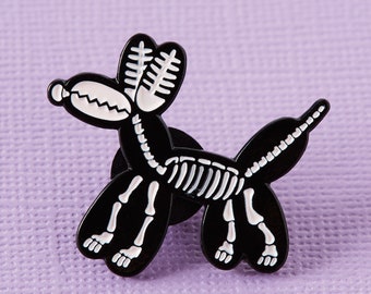 Balloon Animal Skeleton Enamel Pin // Occult/ Halloween/Bones Lapel Pin Badge Brooch //