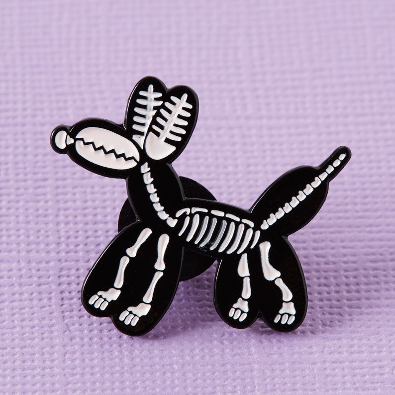 Balloon Animal Skeleton Enamel Pin // Occult/ Halloween/Bones Lapel Pin Badge Brooch // image 1