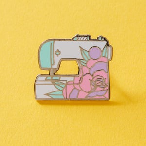 Sewing Machine Pin Badge // Stitching, sewing enamel pin, tattoo pin, craft pins image 3