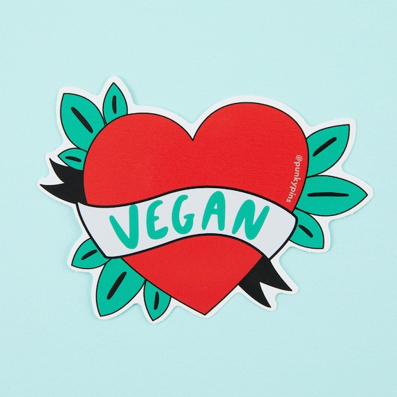 Vegan Heart Vinyl Sticker – Decal for Laptops, Water Bottles & Journals