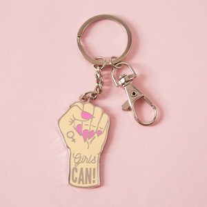 Girls Can Enamel Keyring // Punky Pins Key Chain // Feminist Flair