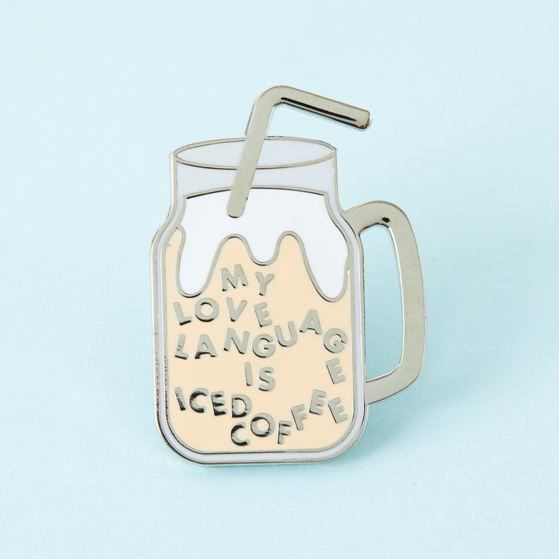 Iced Coffee Enamel Pin Punky Pins // pin badge, badges, Funny pins, Cute Pins in the UK image 1