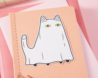 Ghost Cat Vinyl Sticker // Laptop stickers // Die cut