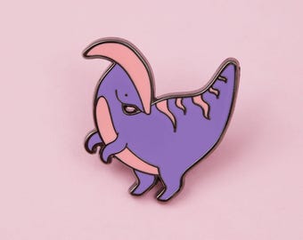 Parasaurolophus Dinosaur Enamel Pin - Punky Pins // pin badge, badges, Funny pins, Cute Pins in the UK