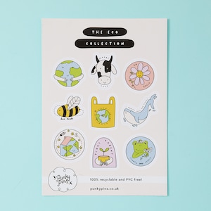 Earth Friends Eco Paper Sticker Sheet // Planner stickers // Illustration stickers