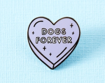 Dogs Forever Enamel Pin // Dog Lover Gift Lapel Pin Badge // Pup Parent, Pastel Pin, Heart Shaped // Kawaii