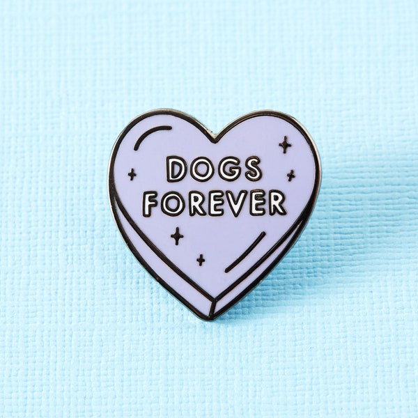 Dogs Forever Enamel Pin // Dog Lover Gift Lapel Pin Badge // Pup Parent, Pastel Pin, Heart Shaped // Kawaii