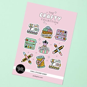 Crafty Collection Sticker Sheet A5 // Planner stickers // Painting, drawing, sewing stickers // Hobby stickers // Laptop decals