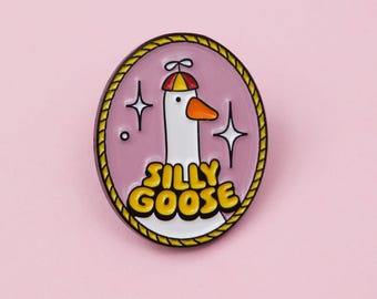 Silly Goose Oval Enamel Pin