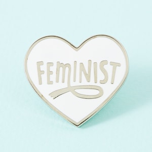 Feminist Heart White Enamel Pin - Limited Edition// Punky Pins // pin badge, badges, Funny pins, Cute Pins in the UK