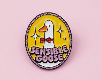 Sensible Goose Oval Enamel Pin