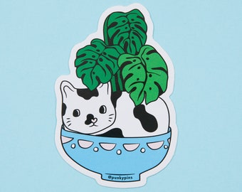 Cat Plant Vinyl Sticker // laptop sticker // decal