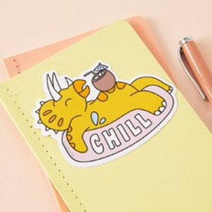 Chill Dinosaur Vinyl Laptop Sticker// Dinosaur Laptop Decal Sticker/Macbook Sticker / Punky Pins