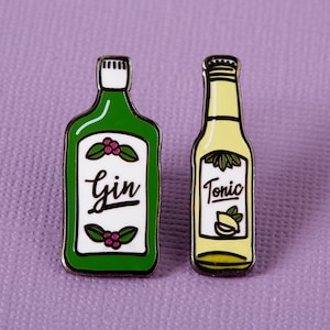 Gin and Tonic Enamel Pin Set // Collar Lapel Pins // Gin Pins // Enamel Pin Pair